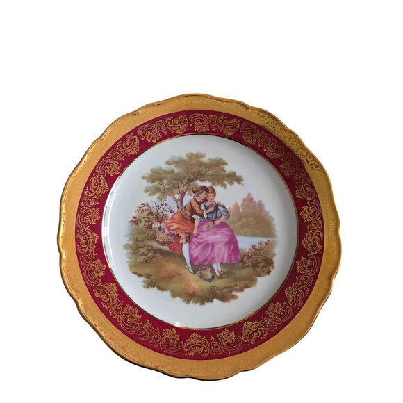 Limoges France Porcelain Decorative Plates Set Of 2 With Romantic Scenes - Picture 3 of 7